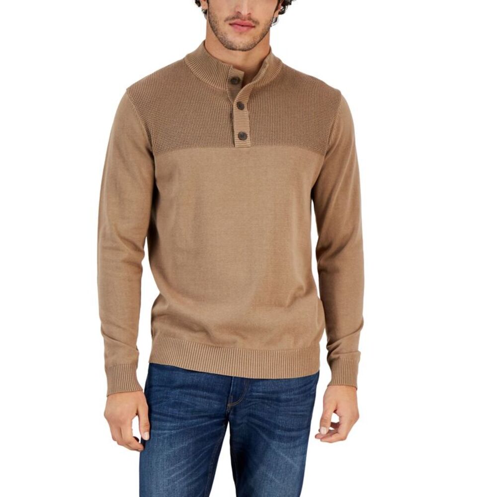 Club Room Mens Button Mock Neck Sweater